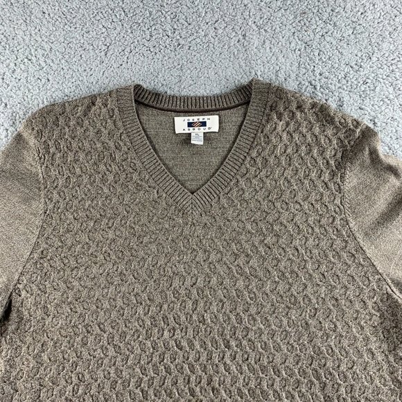 NEW Joseph Abboud Sweater Mens XL Brown Merino Wool Blend Pullover Cable Knit - Picture 4 of 11
